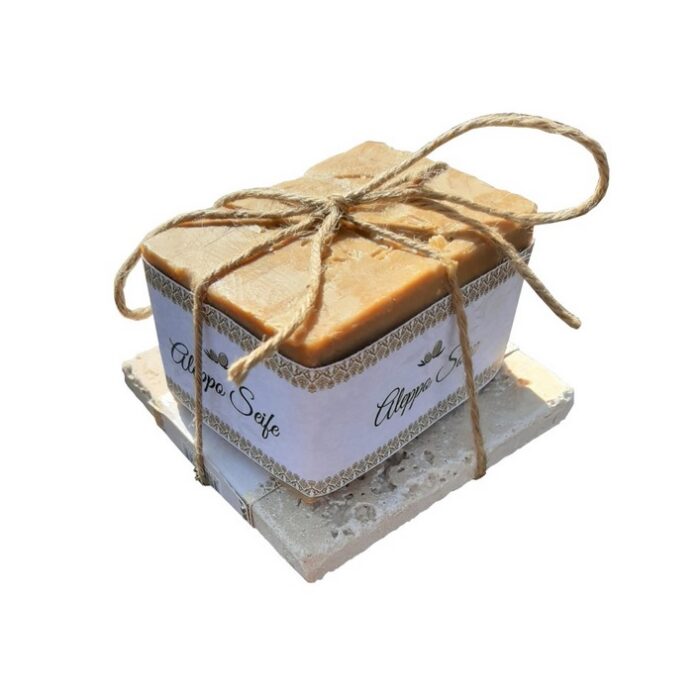 mydło aleppo z trawertynem