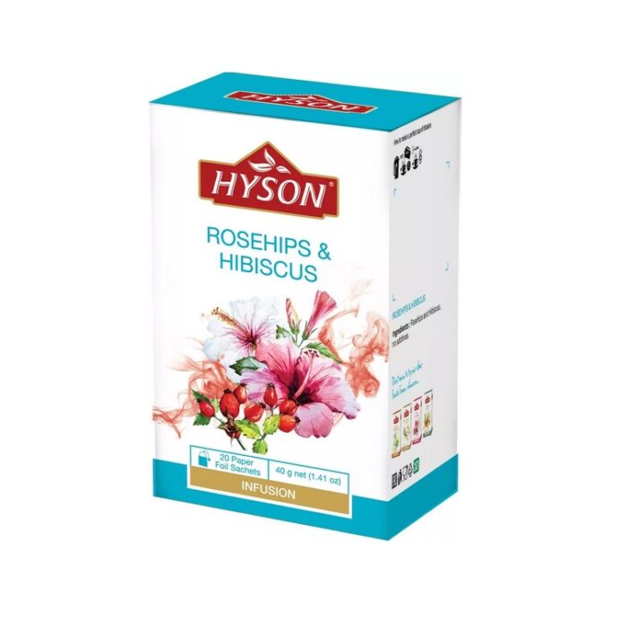 Herbata owocowa hibiskus, dzika róża saszetki Hyson